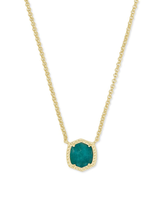 Davie Short Pendant Necklace Gold/Dark Teal