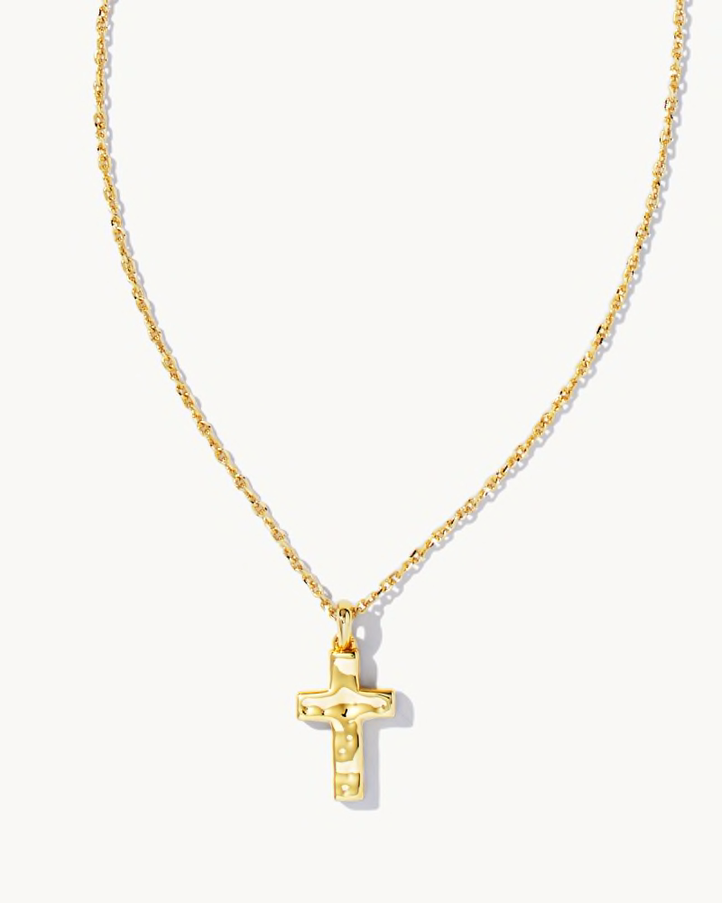 Cross Pendant Necklace Gold Metal