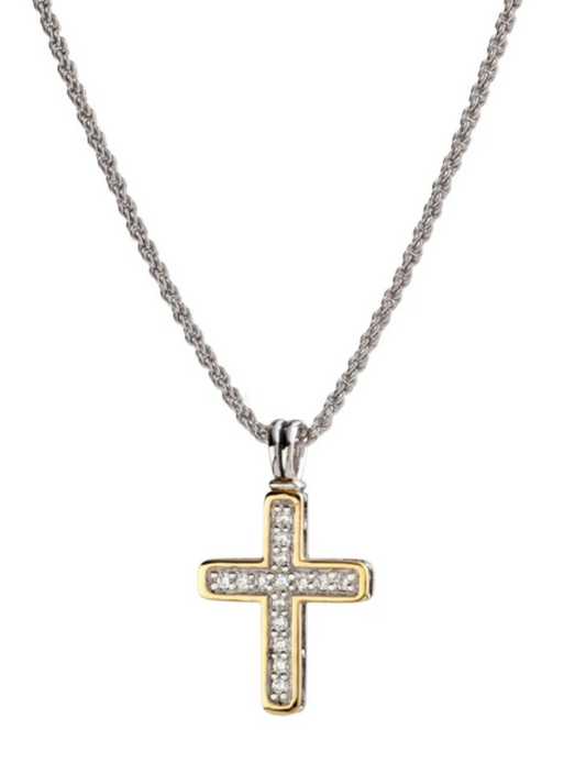 Pavé Two Tone Cross Necklace K5045-AF505