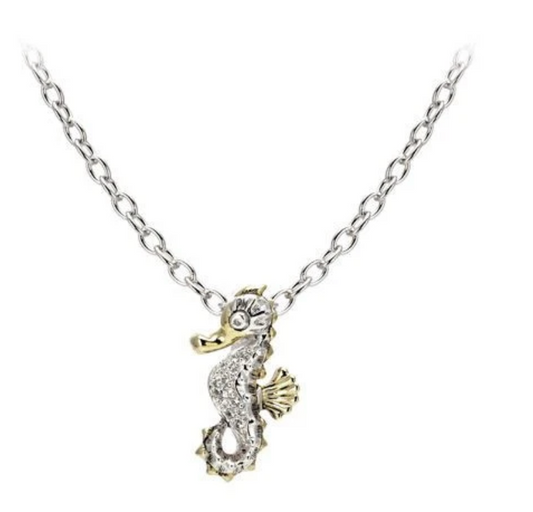 Ocean Images Seaside Collection Pavé Seahorse Slider with Chain K3911-AF03