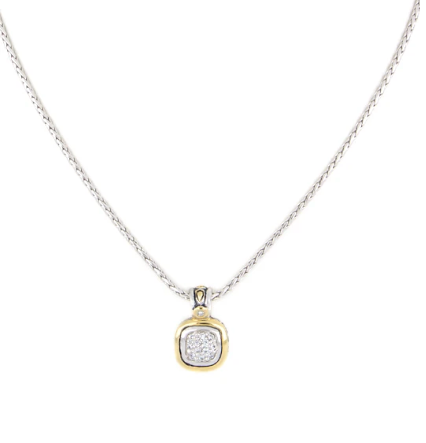 Nouveau 8x8 Cushion Pavé Pendent with Chain K5133-AF03