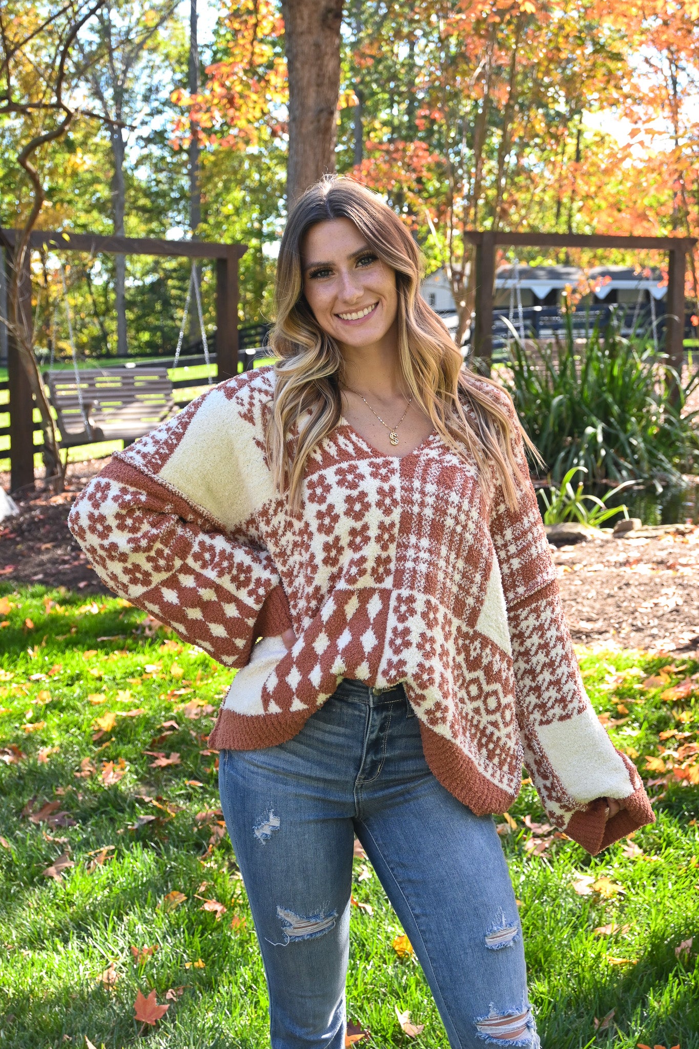 Gingerbread Multi Pattern Sweater -