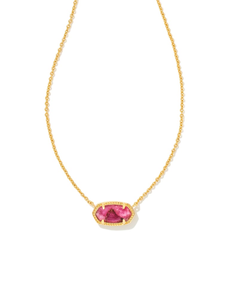 ELISA PENDANT NECKLACE GOLD BRONZE VEINED MAGENTA JADE