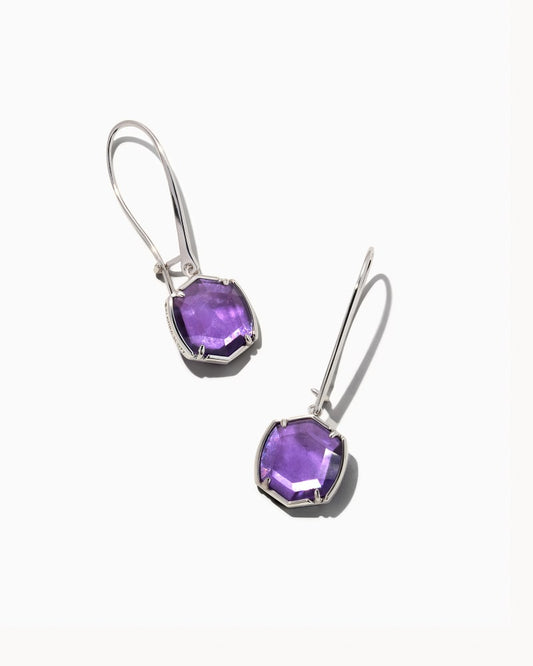 Davis Drop Earrings Rhodium Purple Mica