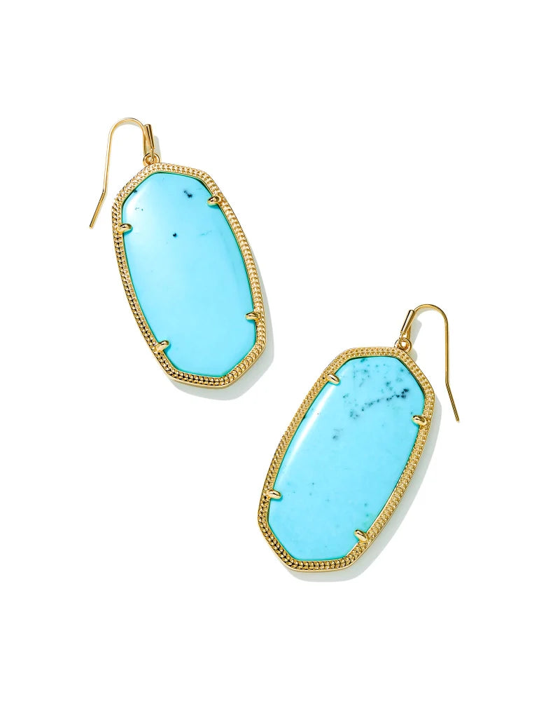 Danielle Earrings Gold Lt Blue Magnesite