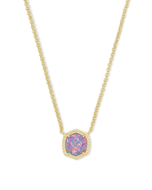 Davie Short Pendant Necklace Gld/Lavendar Opal