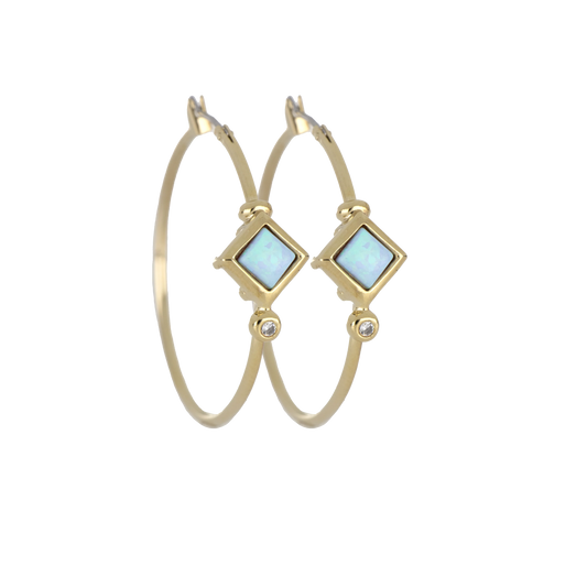 Blue Opal Diamond Hoop G5583-G6F0