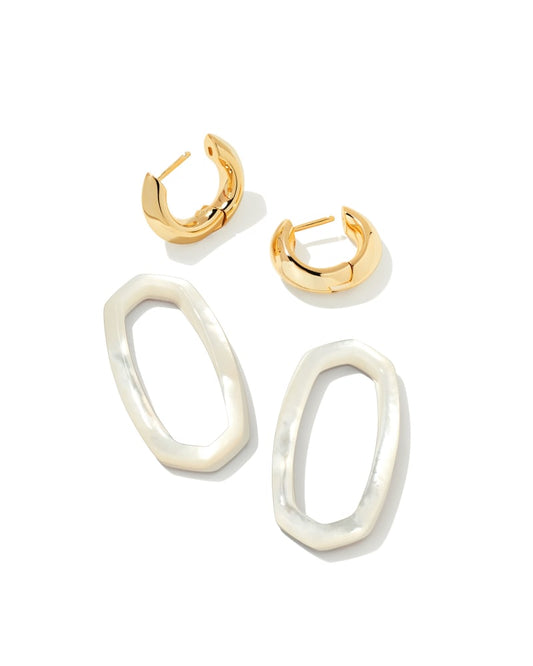 DANIELLE LINK EARRINGS GOLD IVORY MOTHER OF PEARL