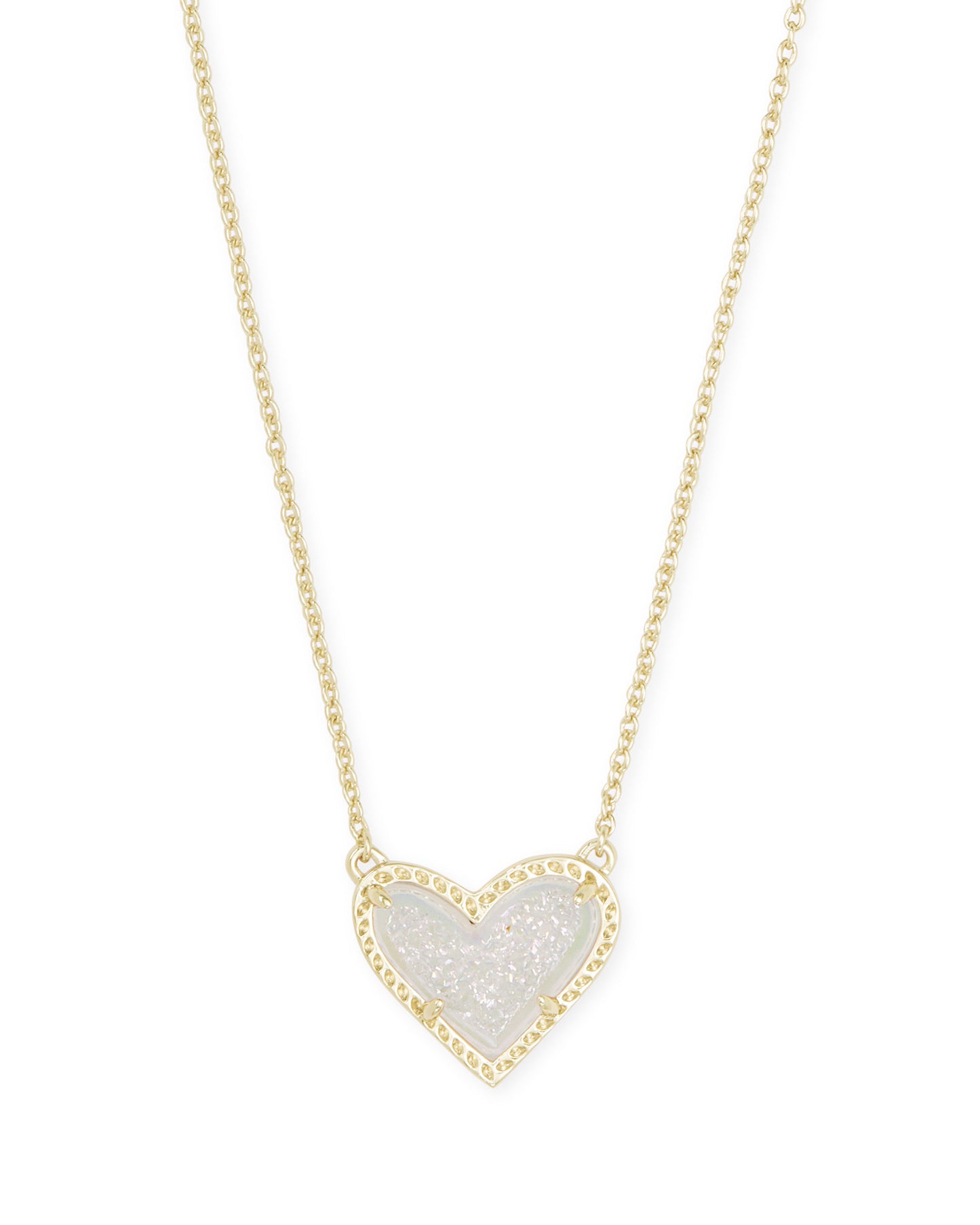 Ari Heart Pendant Necklace Gold Iridescent Drusy