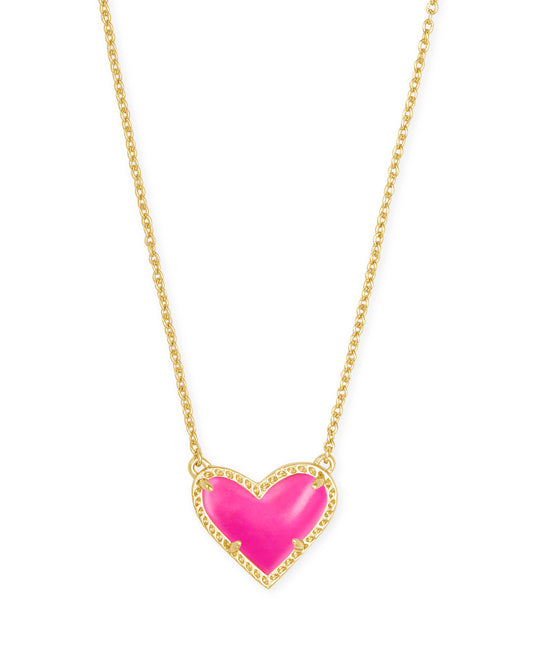 Ari Heart Gold Pendant Necklace In Magenta Magnesite