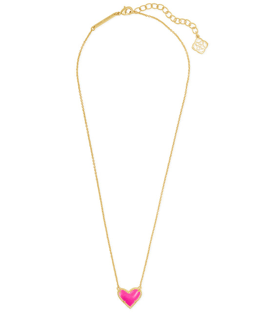 Ari Heart Gold Pendant Necklace In Magenta Magnesite