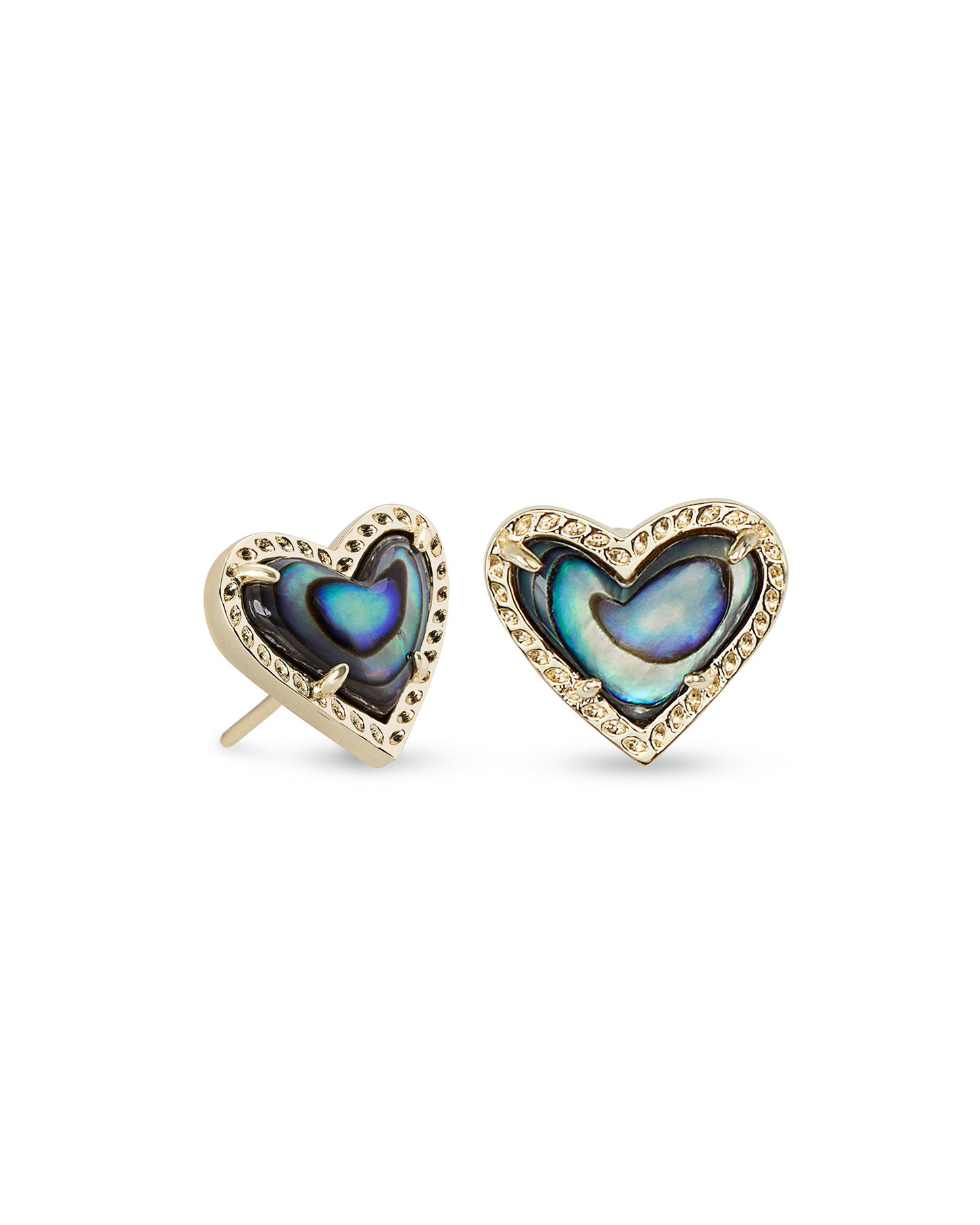 Ari Heart Gold Stud Earrings In Abalone Shell