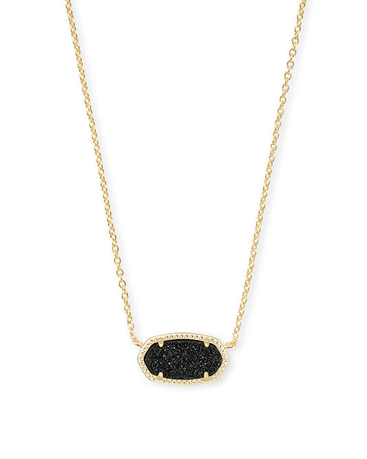 Elisa Gold Pendant Necklace In Black Drusy