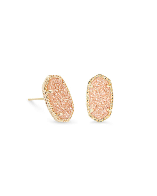 Ellie Gold Stud Earrings In Sand Drusy