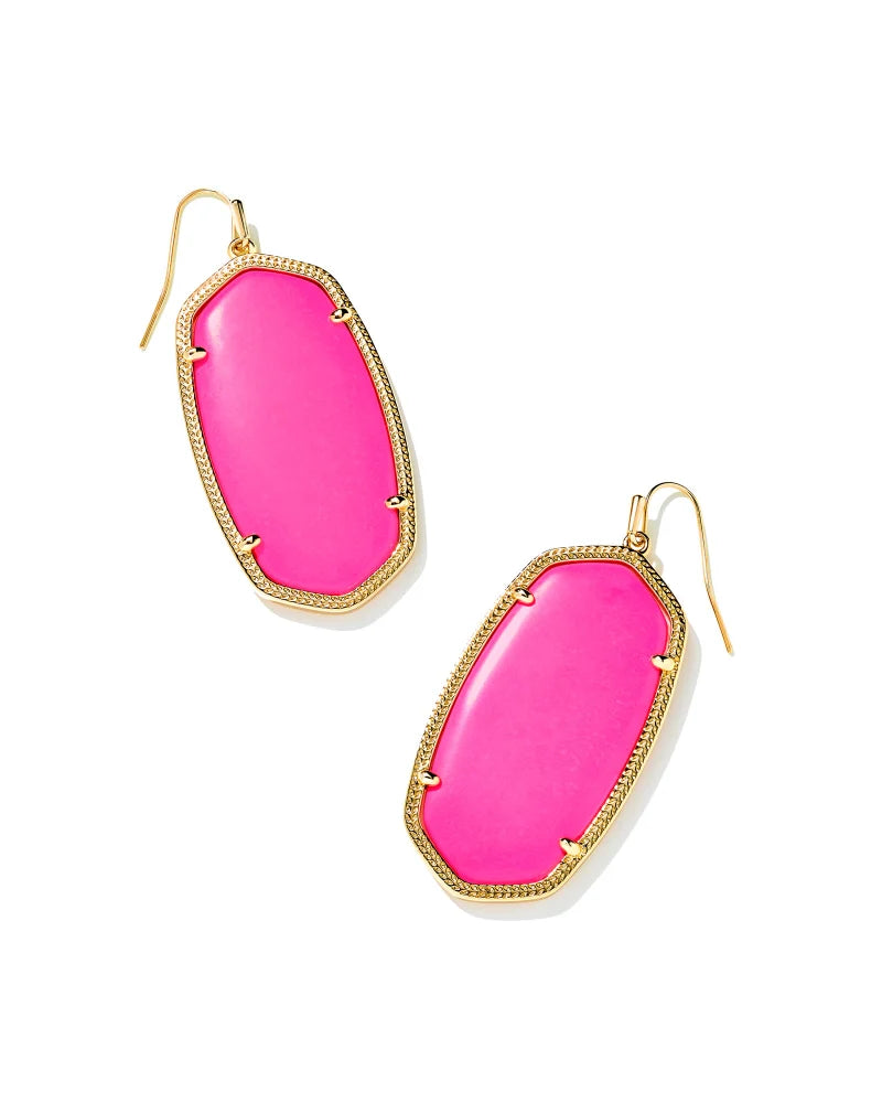 Danielle Earrings Gold Neon Pink