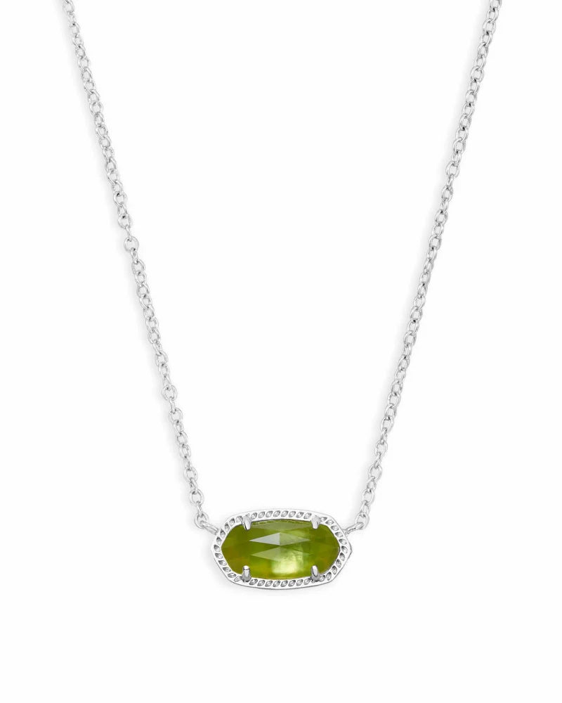 Elisa Necklace Rhodium Peridot Illusion