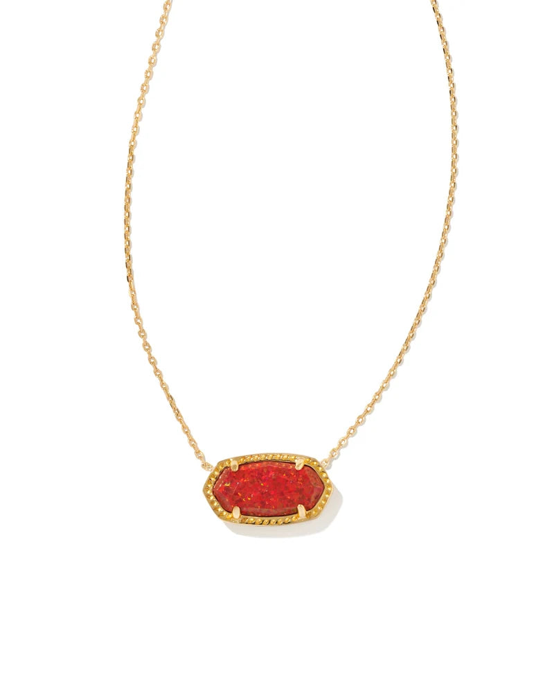 Elisa Necklace Gold Red Kyocera Opal