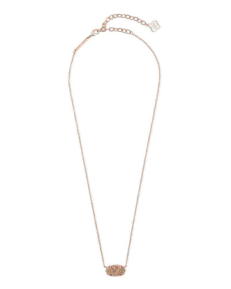 Elisa Rose Gold Pendant Necklace in Rose Gold Drusy