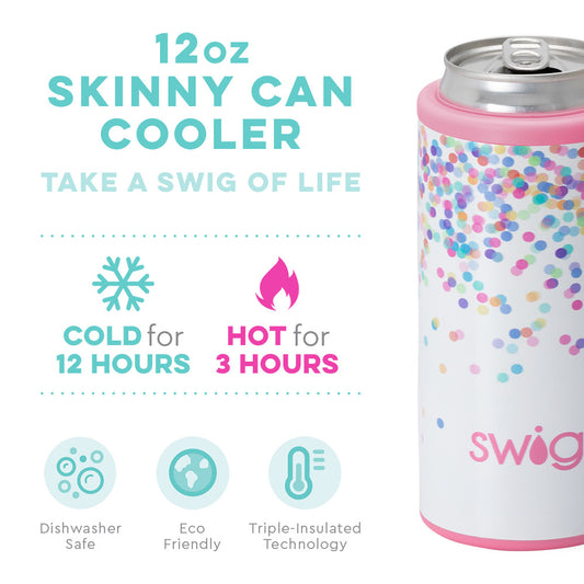 Skinny Can Cooler 12oz - Confetti