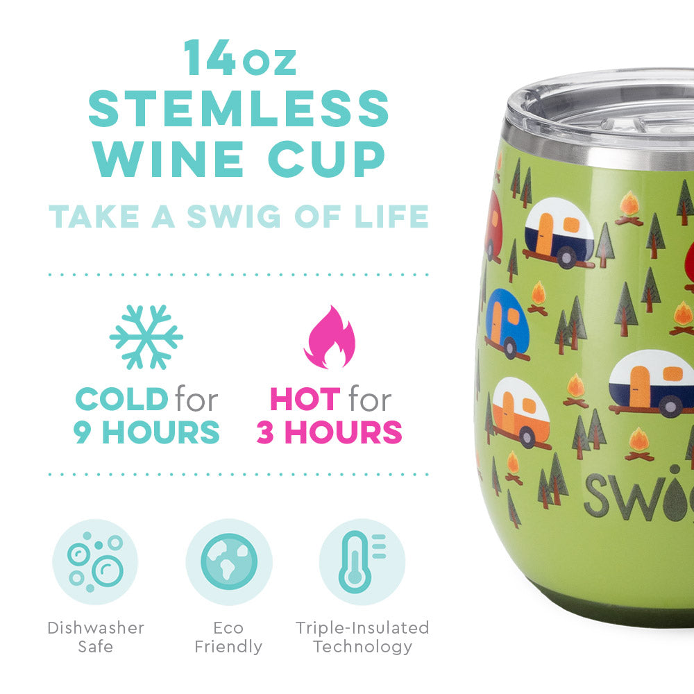 Happy Camper 14oz Stemless Wine Cup